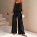 Women's Elegant Two Piece Set Solid Color Round Neck Camisole Wide Leg Pants Bestseller_ecoleips.com