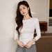 2025 #Selection Of Premium Products # One Word Small Round Neck Slim Fit And Slimming T-Shirt For Women With Long Sleeves,_ecoleips.com