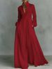 Elegant French-Inspired Pleated Maxi Dress – Slimming Waist-Defined Long Sleeve Dress For Women (White & More Colors, S-XXL)_ecoleips.com