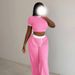 LKTM Women's Slim Fit Two-Piece Set Summer Streetwear Cropped T-Shirt And High-Waisted Shorts Solid Color Trendy Outfit_ecoleips.com