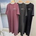 Summer Japanese Cute Cartoon Simple Cat Fashion Printed Women's Large Size Loose Short-sleeved Dress_ecoleips.com