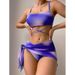 Women's Clothing Tie Dye Three Piece Mesh Skirt Split Bikini_ecoleips.com