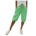 2025s Solid Color Cotton Linen Pocket Elastic Waist Five-Point Women's Casual Summer Shorts_ecoleips.com