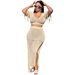 JP1086 Women's Casual Sexy Split Knitted Hand-Crocheted Tassel Two-Piece Set_ecoleips.com