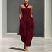Women's Linen Blend Jumpsuit Crossover Neckline Loose Fit New Arrival From Independent Store_ecoleips.com