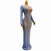 Women's Clothing Stunning Blue Crystal-Embellished Evening Gown – High Waist Floor-Length Dress For Performers, Hosts, Parties & Red Carpet Events_ecoleips.com