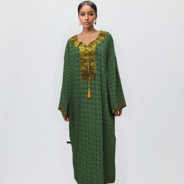 Fashion Long Clothing Slim Fit Muslim Robe Gold Foil Simple Dubai Women's Dress_ecoleips.com
