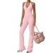 Women's Clothing Women's Solid Color V Neck Lace Trim Halter Neck Yoga Sports Jumpsuit Tight Fit Flare Pants Sportswear_ecoleips.com