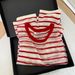 Women's Skin Friendly Breathable Linen Striped Knit T-Shirt Highly Recommended Super Comfortable Flattering Early Spring Sun Protection Top_ecoleips.com