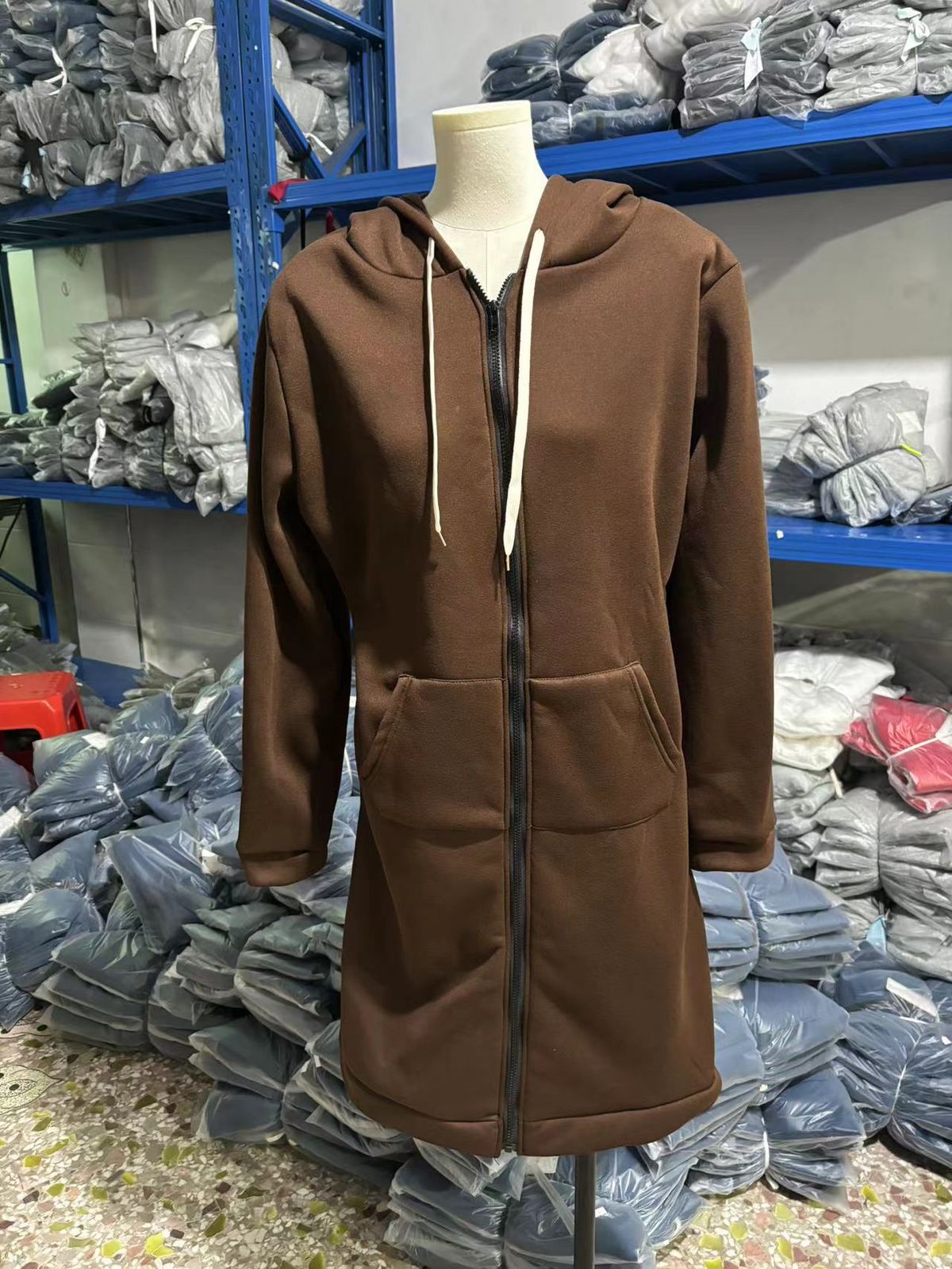 Women's Clothing Autumn/Winter Hooded Long Sleeved Mid Length Sweatshirt/Fleece Coat_ecoleips.com