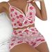 Aria Basics Foreign Trade Cross-border European American Sexy With Lace And Red Lip Print, See-through Home Erotic Lingerie Set_ecoleips.com