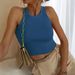 Aria Basics Aria Basics Women's Knitted Vest 2025 Summer Solid Color Slim Fit Ribbed Inner Top Short Y2K European And American Street Style_ecoleips.com