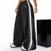 AC793 European And American Cross-border Side-striped Wide-leg For Women, American-style Patchwork Sports Pants, Trendy_ecoleips.com