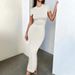 Sexy Skinny Women's Bodycon Party Dress Fashion O-neck Short Sleeve Solid Color Wraped Hip Package Long Dress Female Sexy Dress_ecoleips.com