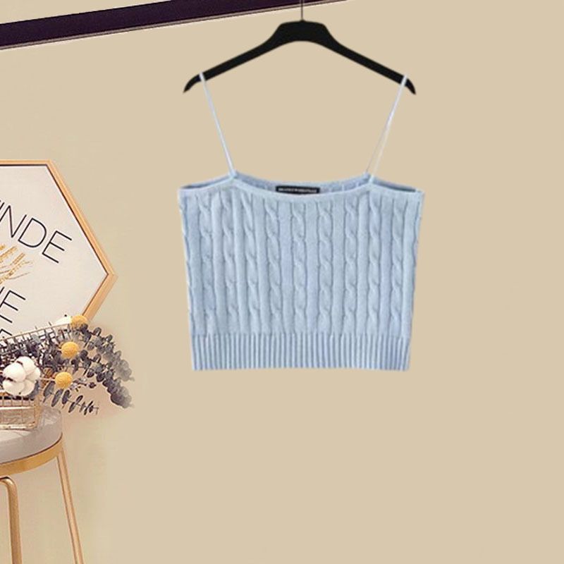 Women's Clothing Shirt Knitted Suspenders Denim Skirt Three Piece Suit_ecoleips.com