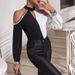 Women's Fashionable Casual Off-Shoulder Color Block Long Sleeve Shirt Spring Autumn Wear_ecoleips.com