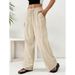 2025 New European And American Casual For Women Loose Pocket Drawstring Wide Leg Long Pants_ecoleips.com
