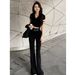 European-style Short-sleeved Sports Suit For Women, 2026 Summer New Trendy Slim-fit Short Top And Flared Pants Two-piece_ecoleips.com