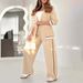 Women's Clothing Hooded Sweatshirt Two Piece Set With High Waisted Straight Leg Wide Leg Pants Delicate Trim Design_ecoleips.com