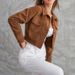 Cotton Corduroy Jacket For Women – Short Single-Breasted Lapel Coat With Long Sleeves_ecoleips.com