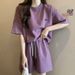 Women's Clothing In Summer Sports Casual Style Hemmed Short Sleeved T Shirt A Line Wide Leg Shorts Two Piece Suit_ecoleips.com