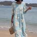 Best Selling Women's mid Length Sleeve round Neck Dress Side Pockets Beach Vacations_ecoleips.com
