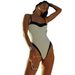 2024 Women's One-Piece Swimsuit European And American New Style Sexy Patchwork Swimwear Wholesale Bikini_ecoleips.com