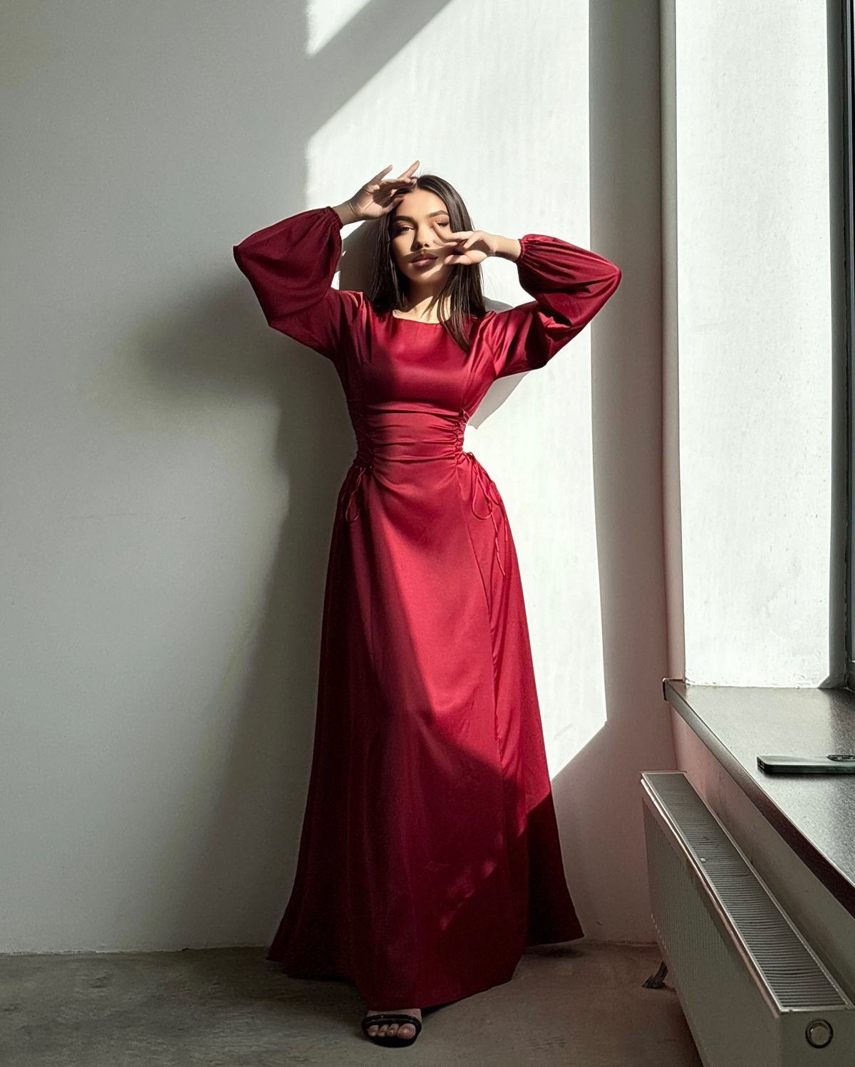 Middle East Dubai Robe European And American Cross-Border Women's Solid Color Satin Long Dress Foreign Trade_ecoleips.com