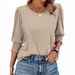25 Colors Cross-Border European And American Women's Clothing 2025 Autumn Loose Casual Printed Three-Quarter_ecoleips.com
