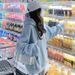 Soft Blue Fleece-lined Thick Hooded Sweatshirt For Women, High-end, Casual And Loose, 2025 Spring, Autumn, Winter Top_ecoleips.com