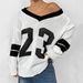 Women's Color Block V-Neck Long Sleeve Sweater Loose Fit Casual Fashion Top European American Style For Autumn Winter_ecoleips.com