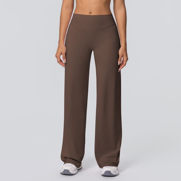 High-Waisted Double-Sided Brushed Solid Color Yoga Pants Loose Breathable Wide Leg Flared Pants For Running Fitness And Yoga Women's Sportswear_ecoleips.com