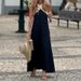 Women's Clothing Women's Spring And Summer New Cross Border Women's Fashion Solid Color Halter Neck Suspenders Sleeveless Cotton And Linen Dress_ecoleips.com