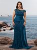 Elegant Sequined Fitted V Neck Sleeveless Cocktail Dress plus Size European American Style for Evening Parties And Banquets Mothers_ecoleips.com