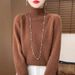 K Women's Half-turtleneck Sweater; New Style With Raglan Sleeves; Loose Innerwear Pullover; Long Sleeves. No Necklace And Bag._ecoleips.com