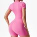 Women's Clothing Summer Zipper Short Sleeved Yoga Jumpsuit Nude Feeling High Elastic Slim Dance Fitness Quick Drying Sports Jumpsuit_ecoleips.com