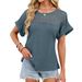 European And American Cross-Border Trade 2026 Spring/Summer New Round Neck Lace Trim Loose Short Sleeve T-Shirt_ecoleips.com