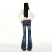 Yi Mengling's American-style Ultra-low-waist Micro-flare Jeans Women, Autumn And Winter Version, Slimming, Washed Blue,_ecoleips.com