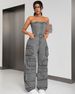 Women's Clothing Fashion Hot Girl Tube Top Multi Pocket Overalls_ecoleips.com