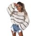 Autumn And Winter Sweaters, Thick Needles, Loose Plus Size, Twist Stripes, Crew Neck Pullovers, Women's Tops Wholesale_ecoleips.com