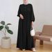 Spring And Summer Abaya Muslim Women's Robe Fashion Loose Casual Solid Color Dress_ecoleips.com