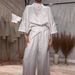 Women's Clothing Solid Color Loose Versatile Tops High Waist Wide Leg Casual Pants Suit_ecoleips.com