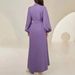 French Elegance, Pleated Tie, Long Sleeve, Slimming Solid Color Women's Dress, Long Skirt For Women_ecoleips.com