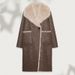 Women's Clothing Luxury Two-Sided Faux Fur Coat With Oversized Lapel - Reversible Long Coat For Women, Winter Fashion Outerwear (Black, Camel)_ecoleips.com