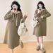 Autumn New Korean Fashion Hooded Maternity Dress_ecoleips.com