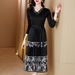 Sanzhai Pleated Fall V-Neck Chinese Style Lace-Up Fashion Fake Two Pieces Horse-Face Skirt Belly Covering Pleated Skirt_ecoleips.com