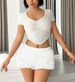 Aria Basics Aria Basics 2025 New European And American Style In-Stock Hot Multi-Layer Cake Skirt Pants, Layered Vacation Beach Lace Shorts_ecoleips.com