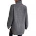 Chunky Knit Sweater Women High Neck Long Sleeve Split Hem Pullover Winter Casual Comfortable Tops_ecoleips.com