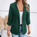 Women's Long Sleeved Blazer Autumn/Winter Fashionable Solid Color Casual Elegant Slim Fit Blazer Top In Brown/Gray Polyester Cotton_ecoleips.com