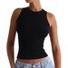 Diyun 2025 Spring/Summer European And American Casual Y2K Solid Color Sexy Ribbed Outerwear Round Neck Tank Top Women's_ecoleips.com